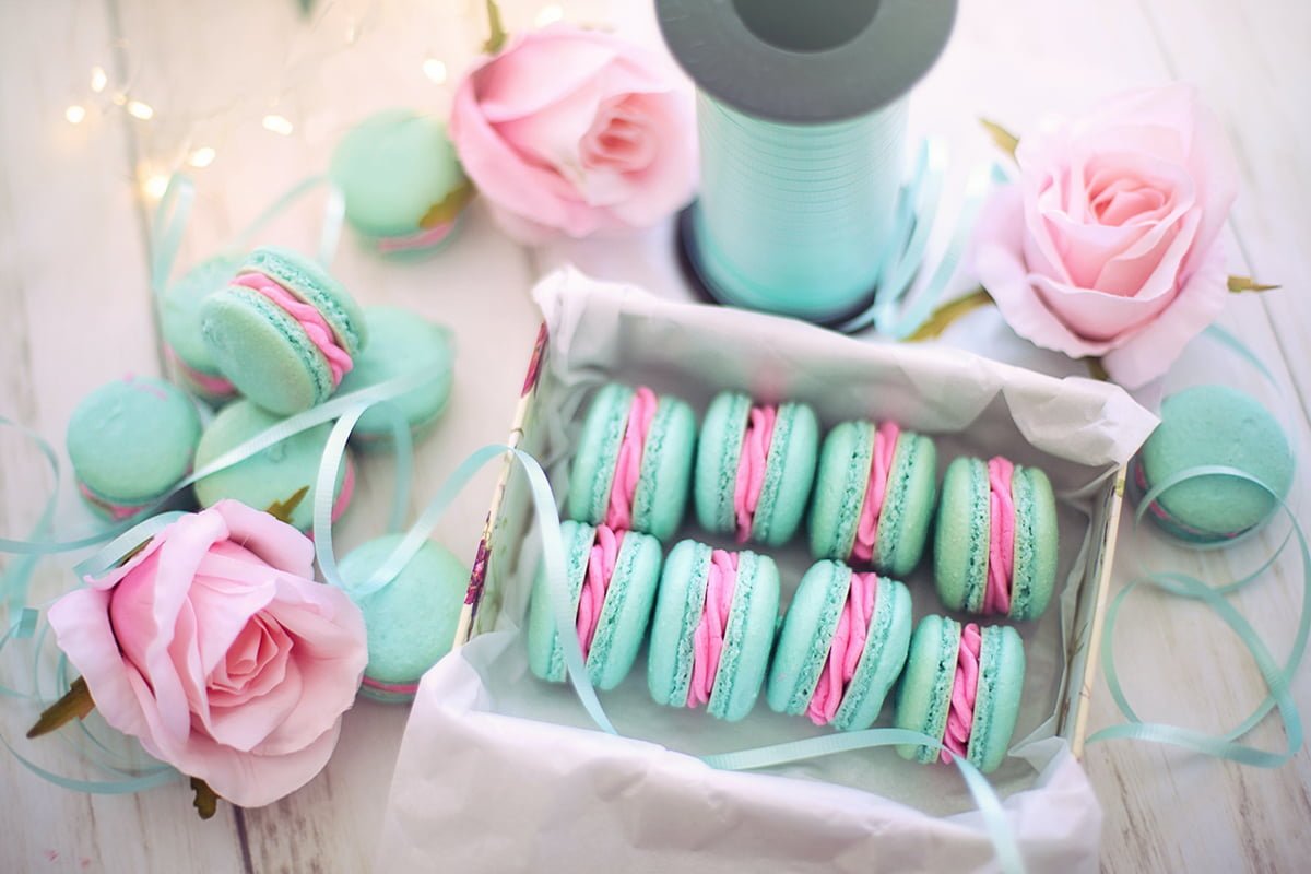 Pink and Turquoise Macarons