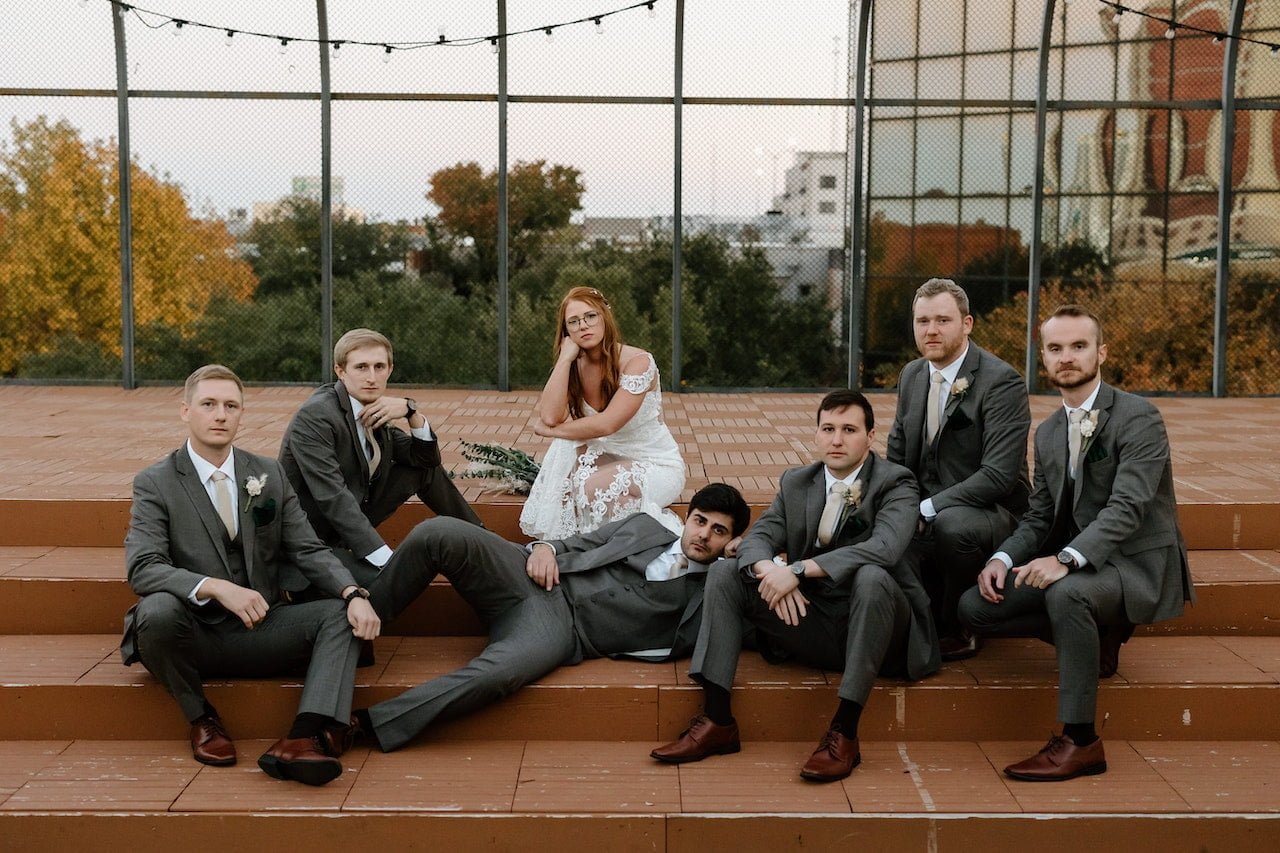 Groomsmen in Grey Suits and Bride Inspiration