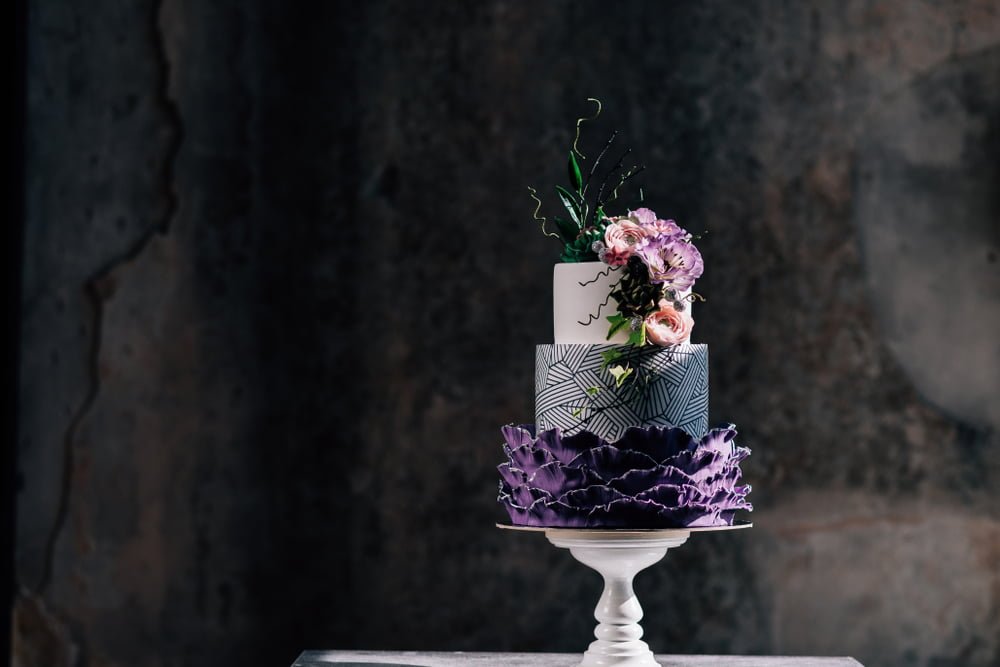 Aubergine and Olive Wedding Cake Inspiration
