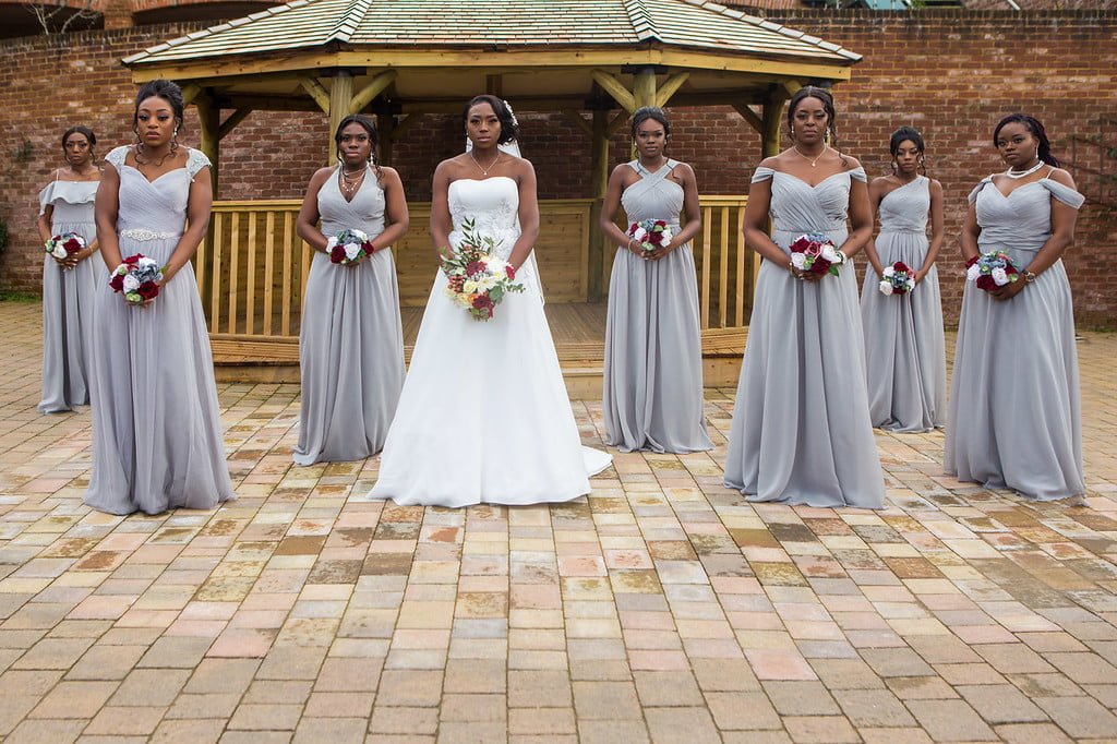 Nigerian Bride with Bridesmaids in Grey
