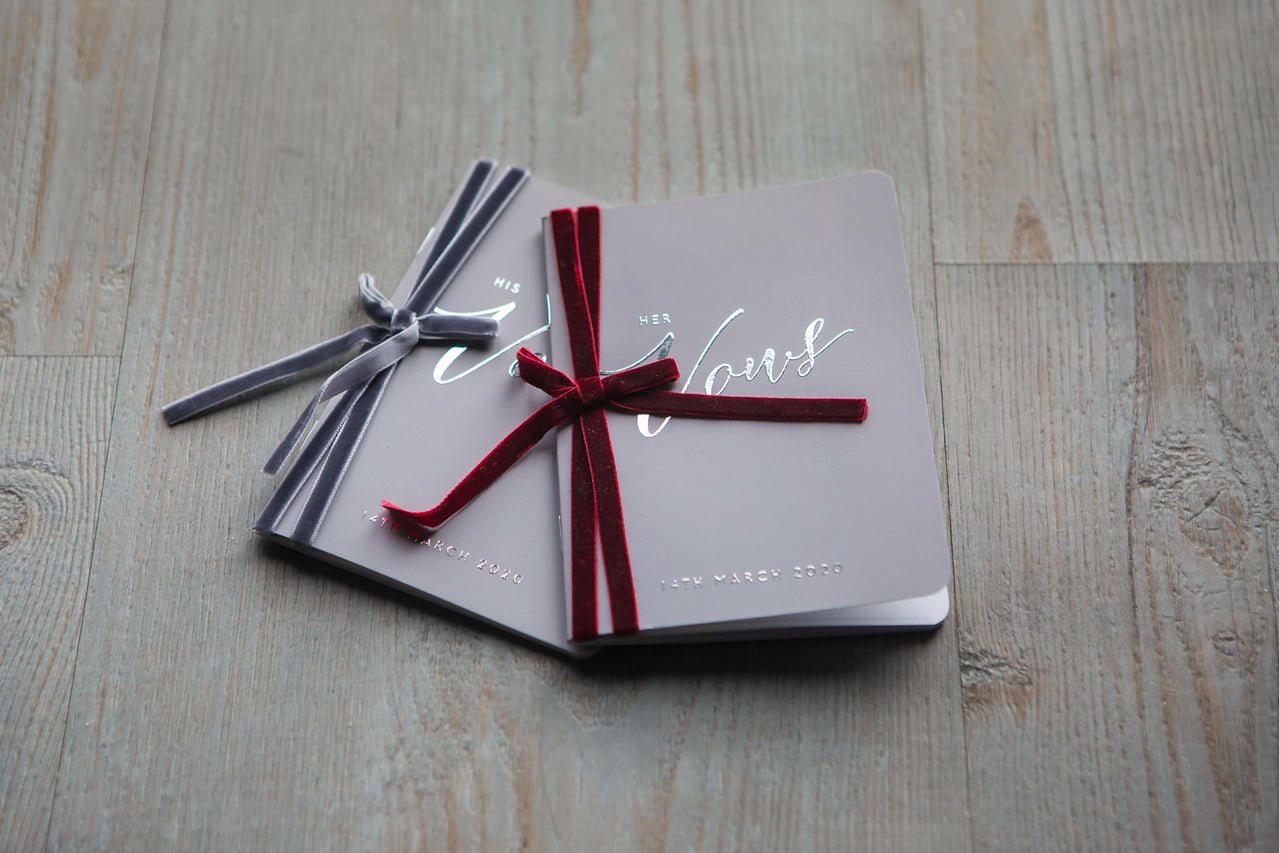 Burgundy and Grey Inspired Vow Books